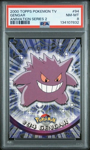2000 Topps Pokémon TV, GENGAR, 94, Animation Series 2, PSA 8, NM-MINT