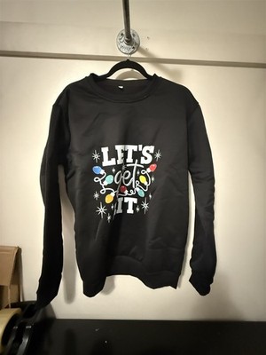 Christmas Sweatshirt Black With Fun Novelty Graphic Design '' Let's Get Lit ''