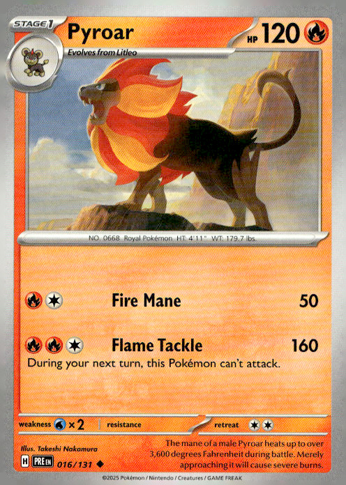 Pyroar Uncommon SV: Prismatic Evolutions 016/131 NM