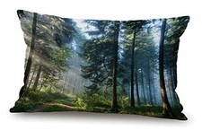 Nature Misty Forest Cotton Linen Throw Lumbar Waist Pillow Case Cushion Jcp111