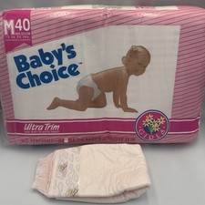 Vtg 1990 Plastic Backed Tape Tab Disposable Diapers BABY S CHOICE Girls Medium