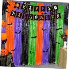 Halloween Foil Fringe Curtains - Party Decoration - Multicolor - 3 Pack