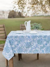 BrylaneHome 60" X 104" Katarina Floral Table Linen - Azure
