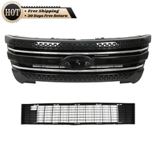 Silscvtt Front Bumper Grille Assembly Glossy Black For Ford Explorer 2011-2015