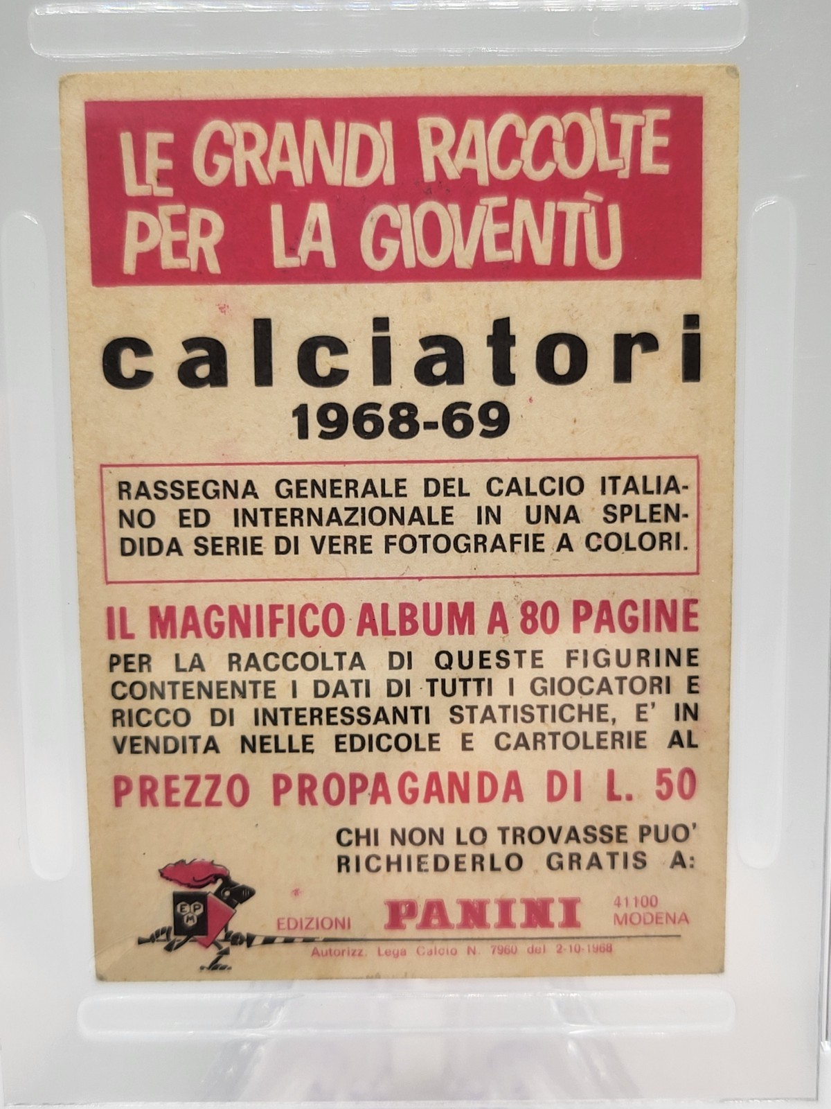 1968-69 Panini Calciatori Soccer Pele PSA 3 VG view 4