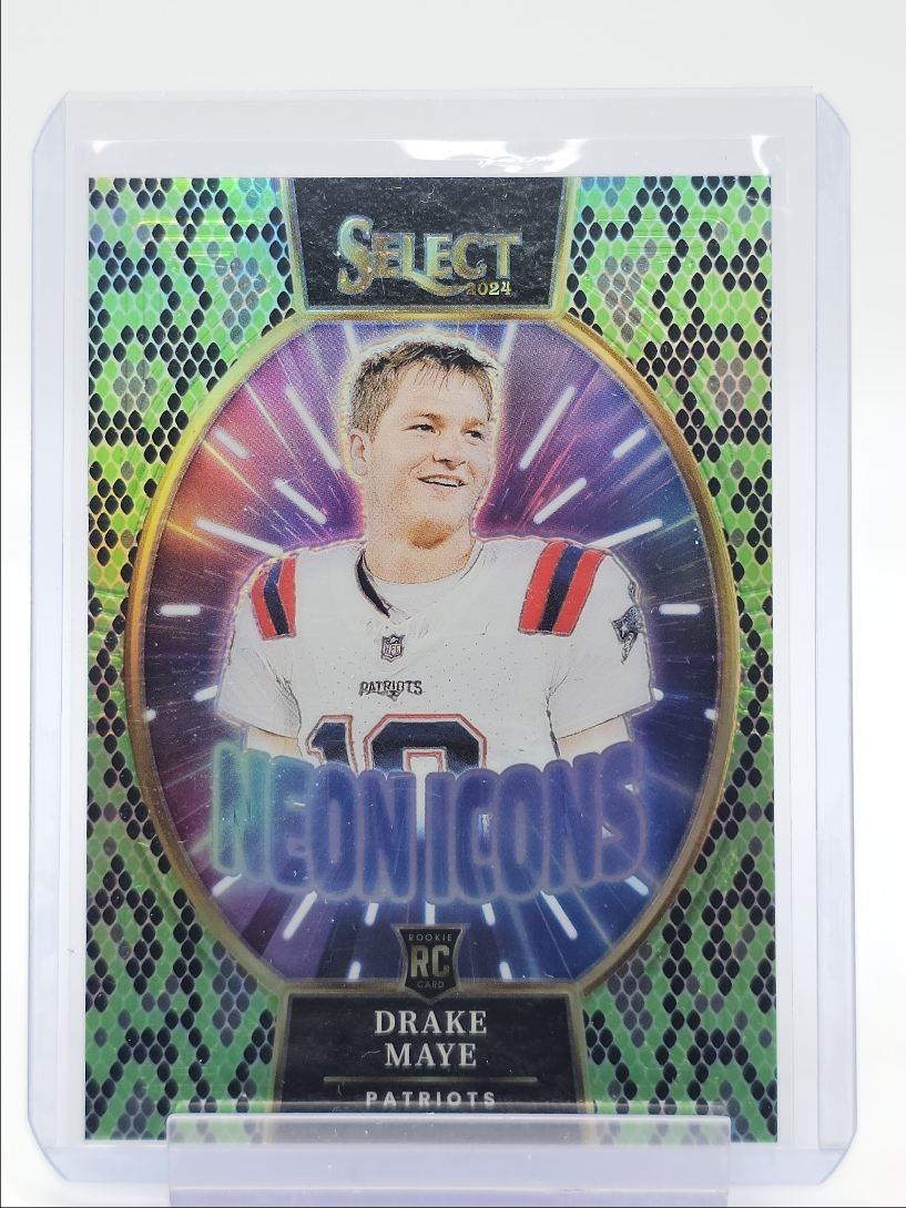Drake Maye Panini Select Neon Icons #15 Green & Black Snakeskin