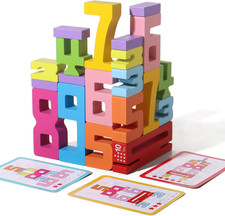 20 Pcs Stacking Wooden Math Numbers Blocks for 3 Years Old Kids, 1-10 Montessor
