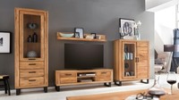Wohnwand Anbauwand Wohnkombination Wohnzimmer Set Tina In Eiche Teilmassiv GeöLt