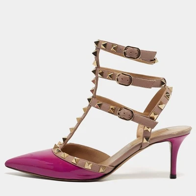 Escarpins à bride cheville Valentino Rockstud taille 36 en cuir violet et cui... - Photo 1/4