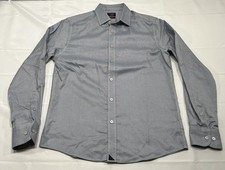 Untuckit Shirt Mens M Slim Gray Mondotte LWF Two Ply Italy Woven L/S Button Up