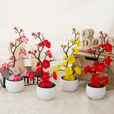 Simulation Plum Flower Pot Plant Artificial Plastic Fake Flowers Home Office Des