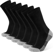 Cotton Moisture Wicking Heavy Crew Work Socks/Cushioned support/6-12, 6Pairs