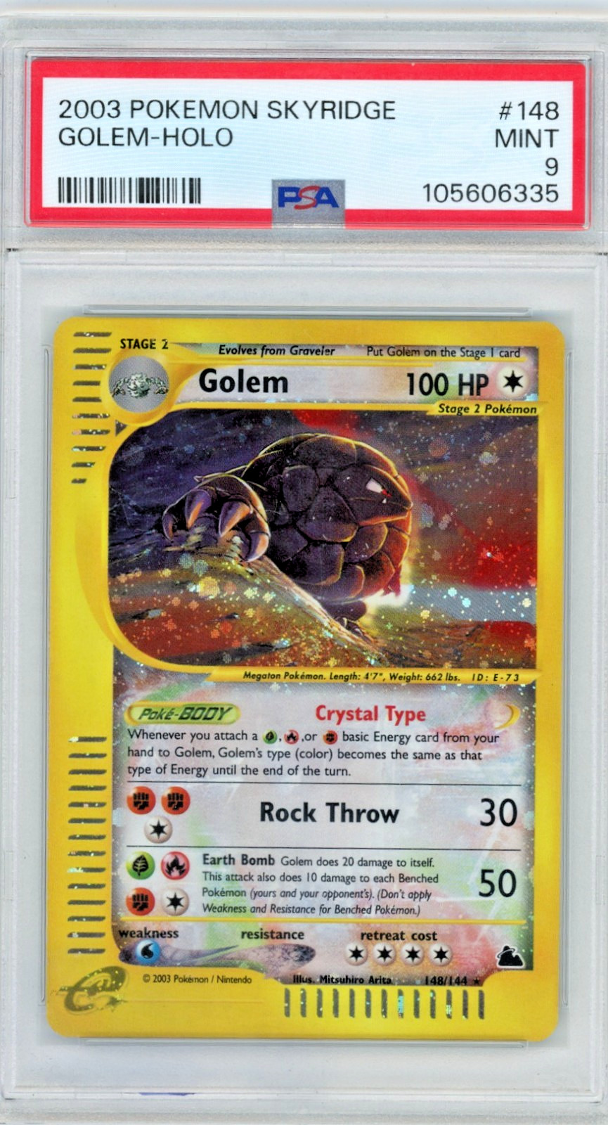 2003 Pokemon Skyridge Golem #148 Holo PSA 9 *SWIRL*