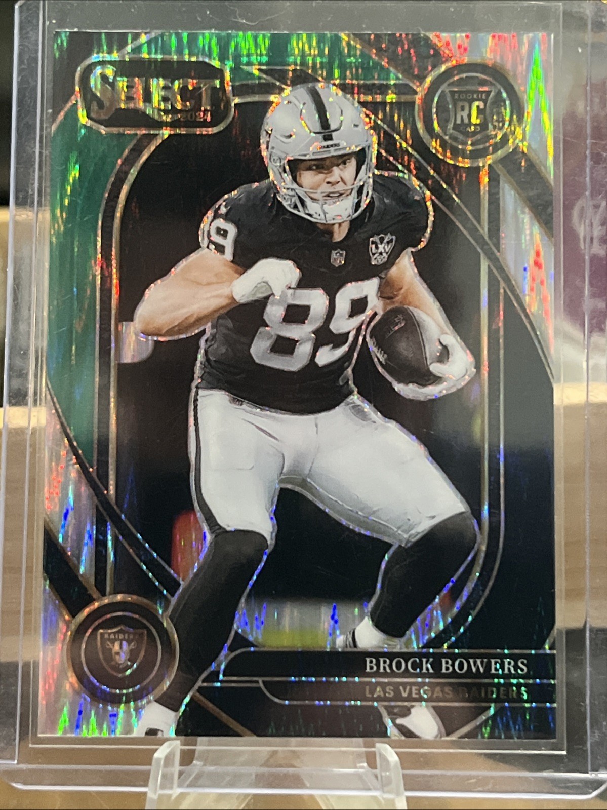 2024 Select - Brock Bowers Rookie #222 Green and Black Shock Raiders Clean RC