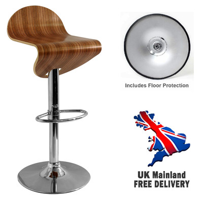 Modern Bar Swivel Gas Lift Chrome Wooden Breakfast Bar Stool Footrest High Chair Ebay