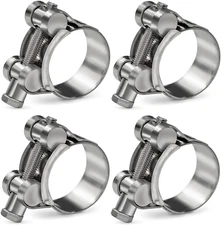 4 Pack 23-25mm T-Bolt Hose Clamp Stainless Steel Heavy Duty Adjustable .9"-1"