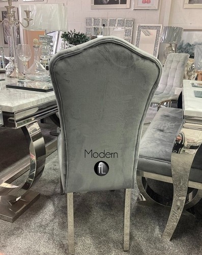 Marble Louis dining table 1.8m wide with curved chrome leg & chairs option - Picture 22 of 62
