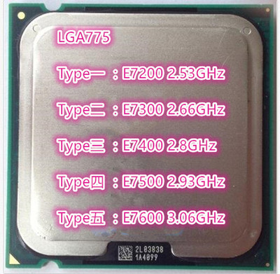 Intel Core2 DUO E7200 E7300 E7400 E7500 E7600  775pins 1066 3M 65W CPU