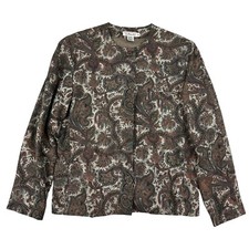 VTG Talbots Floral Paisley Jacket Blazer Padded Shoulder Wool Rayon Blend Sz 6