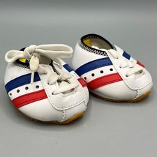 Build-A-Bear Branded White Tennis Shoes Red Blue Stripe White Laces