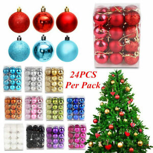 30/40/60/80mm Christmas Tree Baubles Plain Glitter Xmas Ornaments Balls Decor Yc 