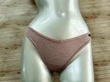 Nwt Victorias Secret PINK Cotton Ribbed Thong Panty Cocoa Powder S 