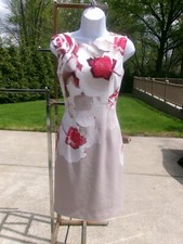 NWOT A. TAHARI BEIGE&RED FLORAL SHEATH DRESS 2