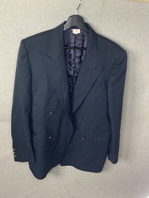 Marcello Valentino Blazer Men's 40'' Chest Navy Lined Double-Breasted Jacket Vtg