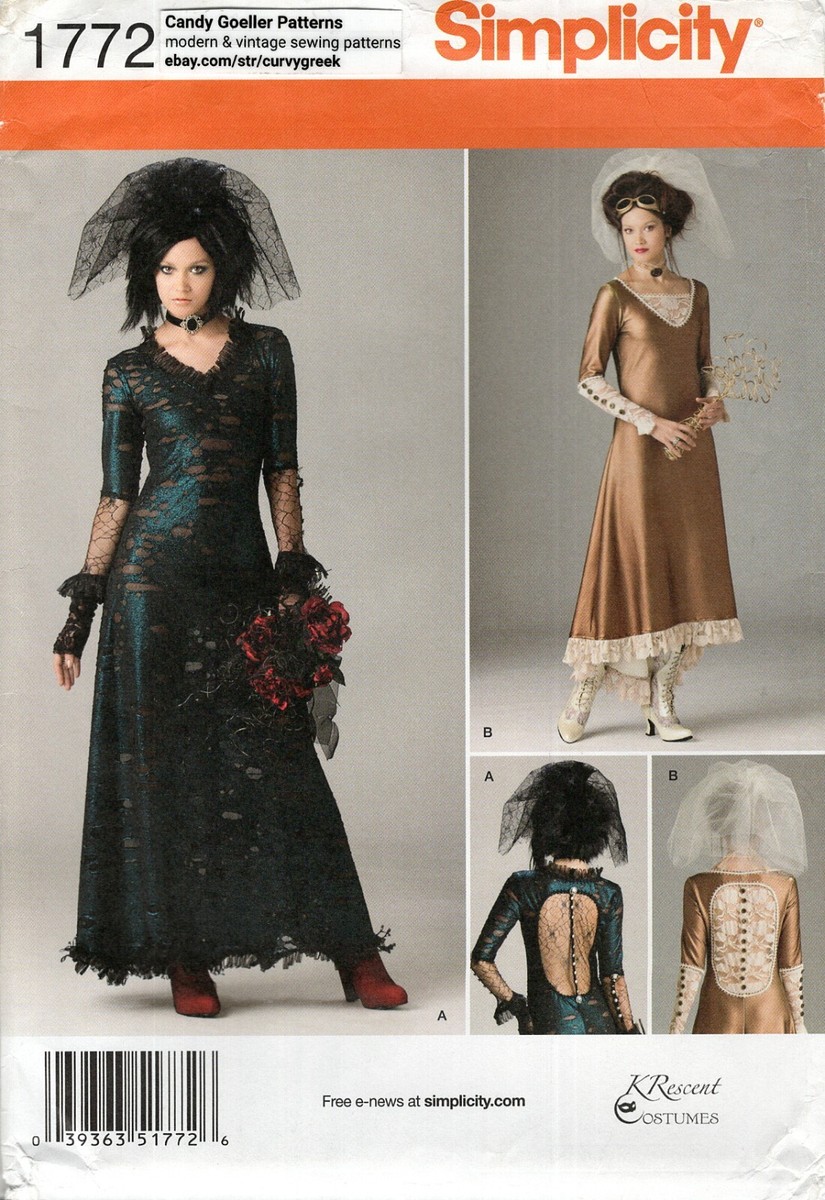 Simplicity 1772 Steampunk Bride Gowns & Veils COSTUME Sz 12-20 UNCUT Pattern | eBay simplicity-1772-steampunk-bride-gowns-veils-costume-sz-12-20-uncut-pattern-ebay