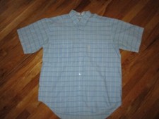 Men's Vintage Levi's Silver Label Light Blue Check Short Sleeve Shirt Size Large