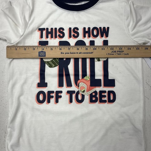 Carters White Sushi How I Roll Graphic Front Pajama Shirt Kids Size 8 Youth - 第 8/9 張圖片