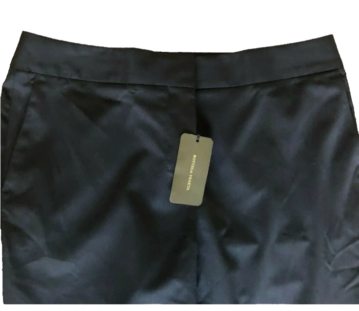 Pantalone Bottega Veneta uniforme lana elasticizzato nero gamba larga nuovo con etichette taglia 44 donna