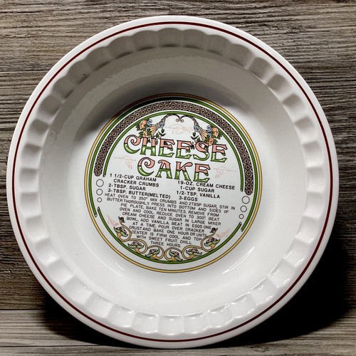 Vintage Cheesecake Recipe Deep Pie Dish Ceramic Oven Microwave Dishwasher Safe - Picture 4 of 13