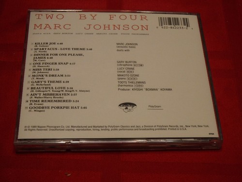 Marc Johnson Two By Four 1989 CD Jazz Duets Toots Thielemans Gary Burton EmArcy - Foto 8 di 9