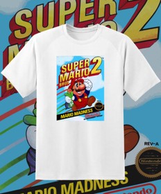 Super Mario Bros 2 NES Box Art Retro Game shirt Youth to Adult  S-6XL Fast Ship!