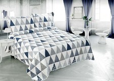 Embossed Pinsonic Printed Bedspread Coverlet Quilt Set Modern Geometric Triangle