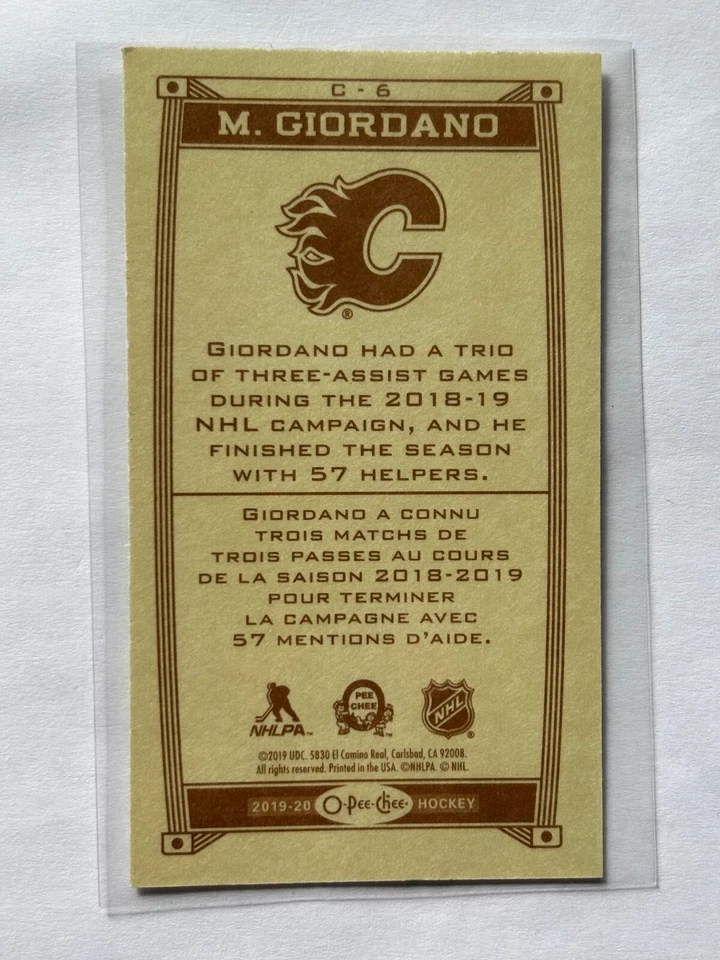 2019-20 O-Pee-Chee Caramel Minis #C-6 Mark Giordano Calgary Flames - Image 2 of 2