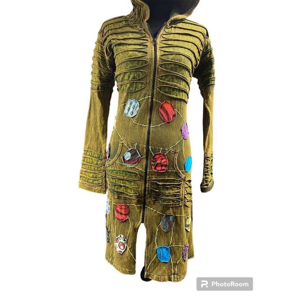 Olive Multi-colored Patch Detail Light jacket wit… - image 2