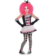 Fasching Kostüm Harlekin Gr. 110 134 158 4 tlg   Karneval Mädchen Kinder  Narr 