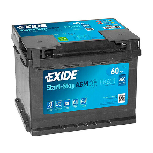 LJXA Batteria 12V - Exide Start-Stop Agm - 60 Ah - 680 A - L02