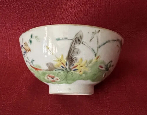 Antike chinesische Export kleine Fußschale spät Qing Tongzhi/Guangxu Famille Rose