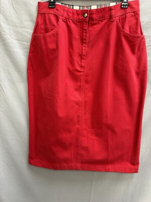 Vtg The Eagles Eye 100% Cotton Red Canvas Pencil Skirt Size 14 Knee Length