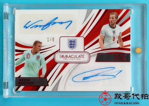 2021 Panini Immaculate England Wayne Rooney Harry Kane Ruby DUAL Auto 1/8 SP