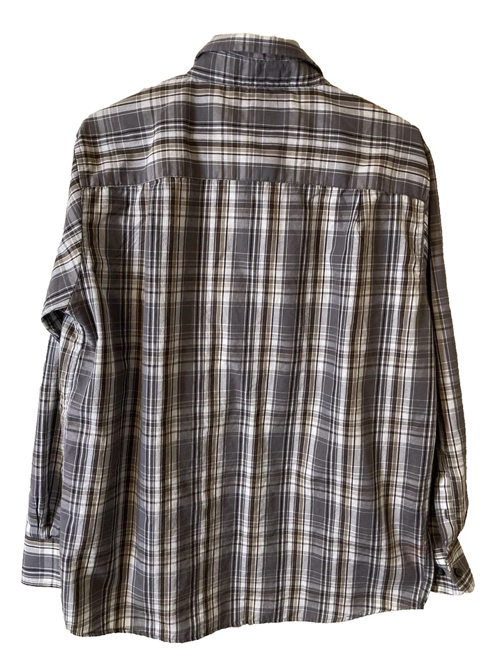 AIRWALK Shirt Men's Medium Brown Plaid Long Sleeve Button Up Shoulder Straps - Image 2 of 4