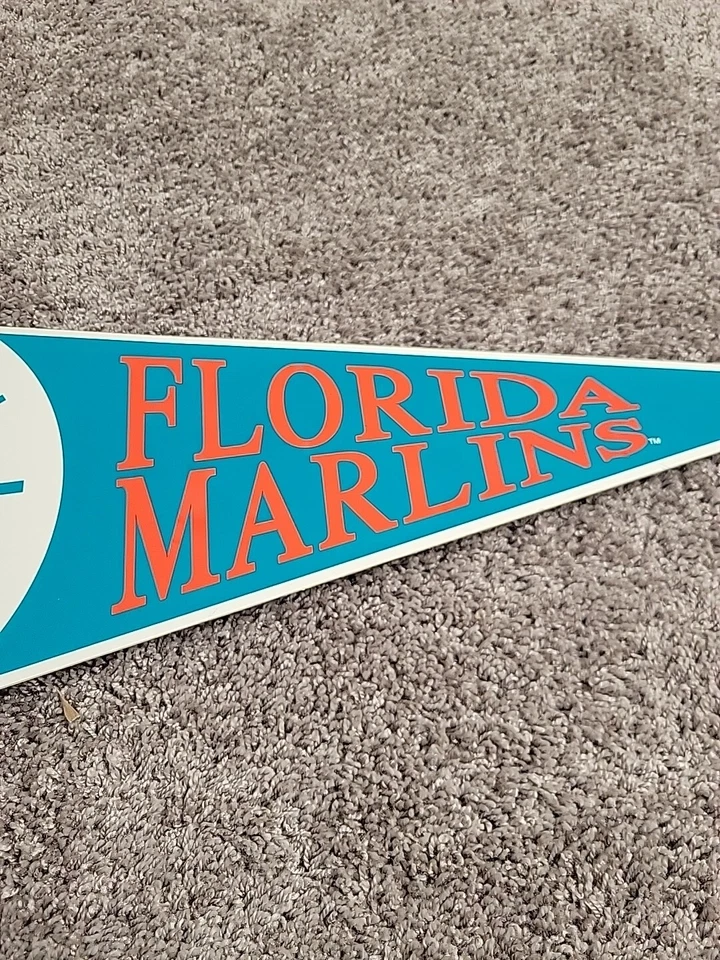 Reloj Banderín Vintage Florida Marlins MLB Miami Bar Man Cave - Funciona (Punta Rota) Foto 4 de 4