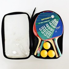 Table Tennis Ping Pong Sport Gold Cup Racket 2 Paddles Bat 3pcs Balls Bag Set
