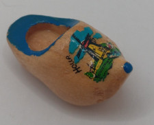 Vintage Wood Clog. Dutch Hand Crafted Wooden Decor Blue Shoe