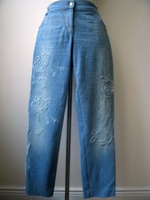 CHRISTIAN Dior DENIM Women's Jeans/Pants PARIS Boutique Embroidered FLOWER VTG