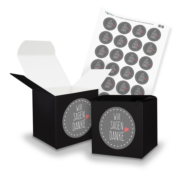 Itenga Set Wir Sagen Danke M26 24X Geschenkbox Schwarz 650X650Mm Und Sticker-image