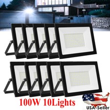 10X 100W LED Flood Light Outdoor Spotlight Cool White Garden Security Lamp 110V